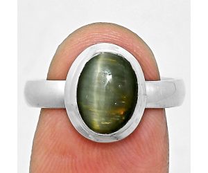 Genuine Cats Eye Ring size-8 EXR05135 R-1007, 8x10 mm