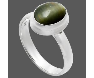 Genuine Cats Eye Ring size-8 EXR05135 R-1007, 8x10 mm