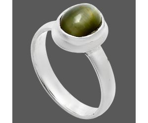 Genuine Cats Eye Ring size-7 EXR05136 R-1007, 7x9 mm