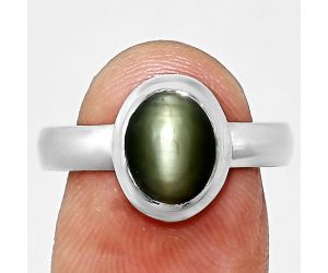 Genuine Cats Eye Ring size-8 EXR05138 R-1007, 7x9 mm