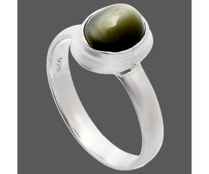 Genuine Cats Eye Ring size-8 EXR05138 R-1007, 7x9 mm