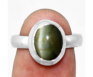 Genuine Cats Eye Ring size-7 EXR05139 R-1007, 8x10 mm