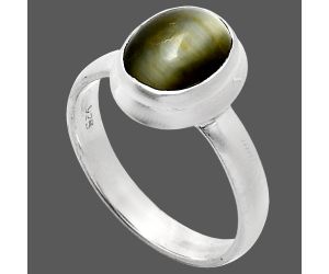 Genuine Cats Eye Ring size-7 EXR05139 R-1007, 8x10 mm