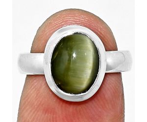 Genuine Cats Eye Ring size-6 EXR05140 R-1007, 8x10 mm