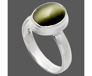 Genuine Cats Eye Ring size-6 EXR05140 R-1007, 8x10 mm