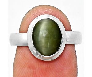 Genuine Cats Eye Ring size-7 EXR05141 R-1007, 8x10 mm