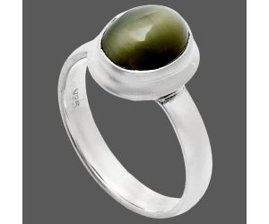 Genuine Cats Eye Ring size-7 EXR05141 R-1007, 8x10 mm