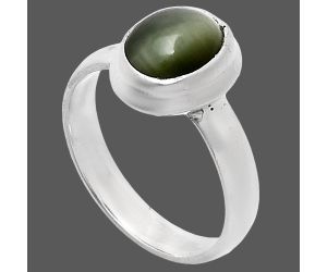 Genuine Cats Eye Ring size-6 EXR05142 R-1007, 7x9 mm