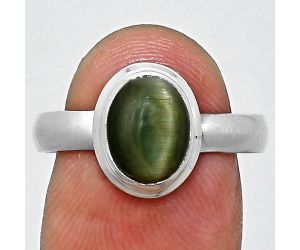 Genuine Cats Eye Ring size-8 EXR05143 R-1007, 7x9 mm