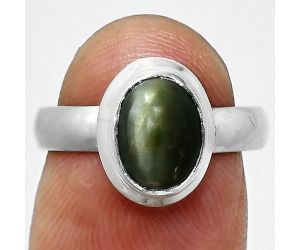 Genuine Cats Eye Ring size-6 EXR05144 R-1007, 7x9 mm