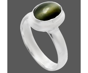 Genuine Cats Eye Ring size-6 EXR05144 R-1007, 7x9 mm