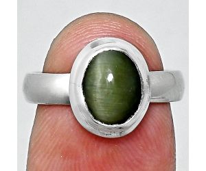 Genuine Cats Eye Ring size-6 EXR05145 R-1007, 7x9 mm