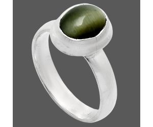 Genuine Cats Eye Ring size-6 EXR05145 R-1007, 7x9 mm