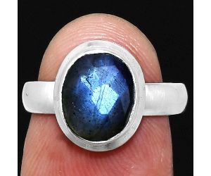 Blue Labradorite Checker Ring size-6 EXR05146 R-1007, 8x10 mm