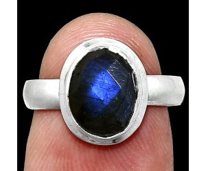 Blue Labradorite Checker Ring size-6 EXR05147 R-1007, 8x10 mm