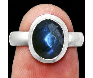 Blue Labradorite Checker Ring size-7 EXR05148 R-1007, 8x10 mm