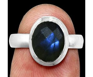 Blue Labradorite Checker Ring size-6 EXR05150 R-1007, 8x10 mm