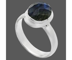 Blue Labradorite Checker Ring size-6 EXR05150 R-1007, 8x10 mm