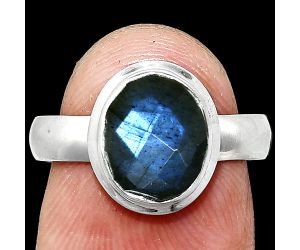 Blue Labradorite Checker Ring size-7 EXR05151 R-1007, 8x10 mm