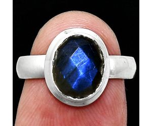 Blue Labradorite Checker Ring size-6 EXR05152 R-1007, 8x10 mm