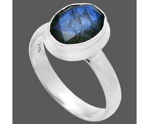 Faceted Blue Labradorite Ring size-7 EXR05154 R-1007, 8x10 mm