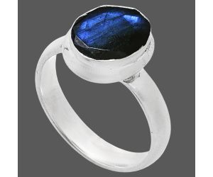 Faceted Blue Labradorite Ring size-6 EXR05156 R-1007, 8x10 mm