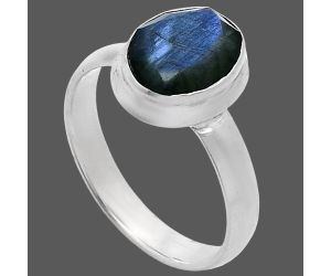 Faceted Blue Labradorite Ring size-8 EXR05157 R-1007, 8x10 mm