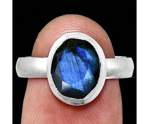 Faceted Blue Labradorite Ring size-8 EXR05158 R-1007, 8x10 mm