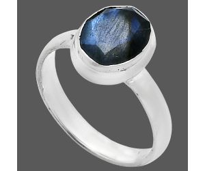 Faceted Blue Labradorite Ring size-8 EXR05158 R-1007, 8x10 mm