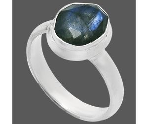 Faceted Blue Labradorite Ring size-7 EXR05159 R-1007, 8x10 mm