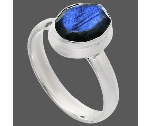 Faceted Blue Labradorite Ring size-8 EXR05162 R-1007, 8x10 mm