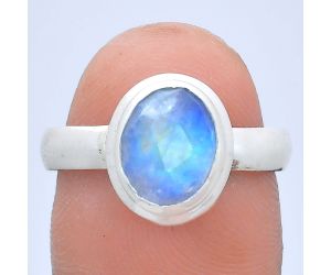 Rainbow Moonstone Checker Ring size-8 EXR05168 R-1007, 8x10 mm