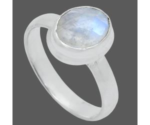 Rainbow Moonstone Checker Ring size-8 EXR05168 R-1007, 8x10 mm