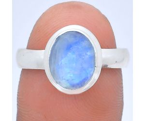 Rainbow Moonstone Checker Ring size-8 EXR05170 R-1007, 8x10 mm