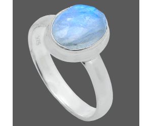 Rainbow Moonstone Checker Ring size-8 EXR05170 R-1007, 8x10 mm