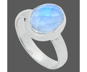 Rainbow Moonstone Checker Ring size-6 EXR05171 R-1007, 8x10 mm