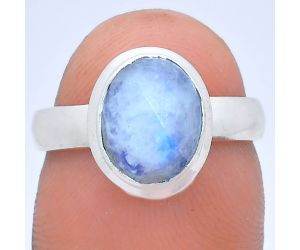 Rainbow Moonstone Checker Ring size-6 EXR05172 R-1007, 8x10 mm