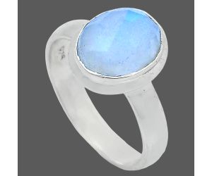 Rainbow Moonstone Checker Ring size-6 EXR05172 R-1007, 8x10 mm