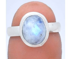 Rainbow Moonstone Checker Ring size-6 EXR05176 R-1007, 8x10 mm