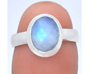 Rainbow Moonstone Checker Ring size-7 EXR05177 R-1007, 8x10 mm