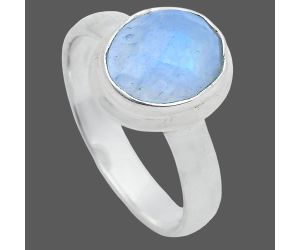 Rainbow Moonstone Checker Ring size-7 EXR05177 R-1007, 8x10 mm