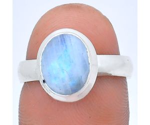 Rainbow Moonstone Checker Ring size-7 EXR05178 R-1007, 8x10 mm