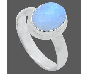 Rainbow Moonstone Checker Ring size-7 EXR05178 R-1007, 8x10 mm