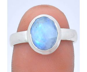 Rainbow Moonstone Checker Ring size-8 EXR05179 R-1007, 8x10 mm