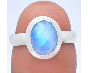 Rainbow Moonstone Checker Ring size-7 EXR05180 R-1007, 8x10 mm