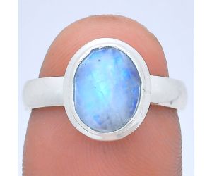 Rainbow Moonstone Checker Ring size-7 EXR05181 R-1007, 8x10 mm