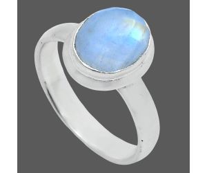 Rainbow Moonstone Checker Ring size-7 EXR05182 R-1007, 8x10 mm