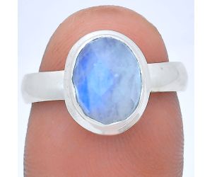 Rainbow Moonstone Checker Ring size-7 EXR05184 R-1007, 8x10 mm