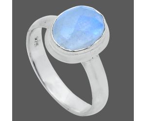 Rainbow Moonstone Checker Ring size-7 EXR05184 R-1007, 8x10 mm