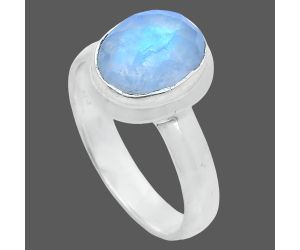 Rainbow Moonstone Checker Ring size-7 EXR05185 R-1007, 8x10 mm